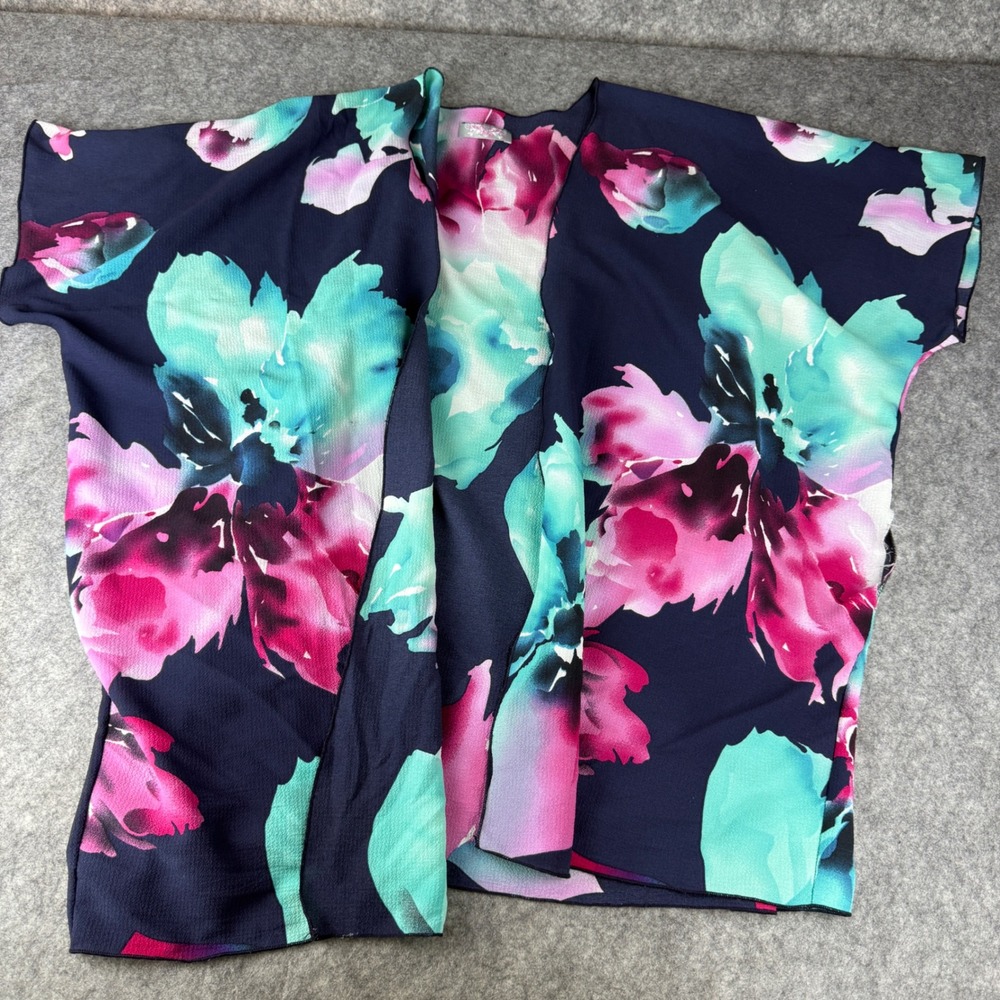Pretty Young Thing Womens Floral Kimono Top Navy Blue Pink Teal Oversized L